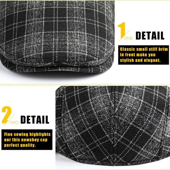 Mens Newsboy Cap Winter Beret Hat Cabbie Flat Cap - Picture 6 of 7